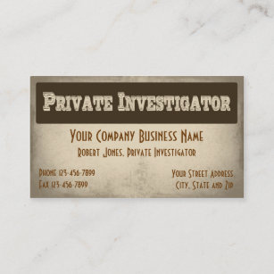 Carte de visite de détective d'investigateur privé