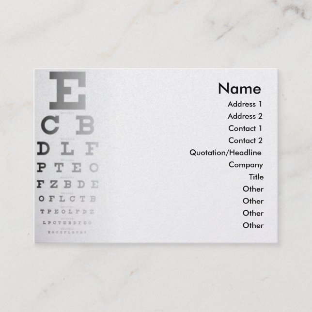 Carte de visite de diagramme d'oeil (Devant)