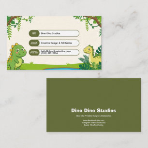 Carte de visite de dinosaure de dessin animé de vi