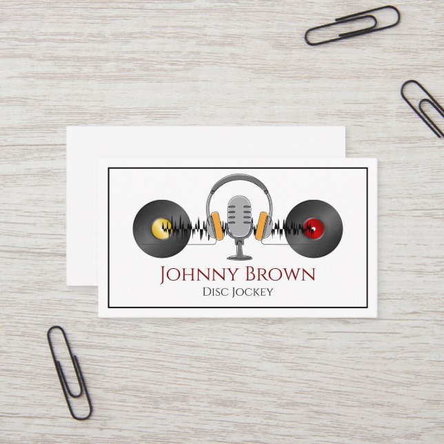Carte de visite de disc jockey animateur de podcas (Devant/Arrière en situation)