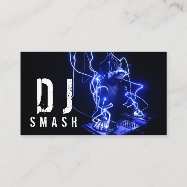 Carte de visite de DJ Musique Bleu Cool (Devant)