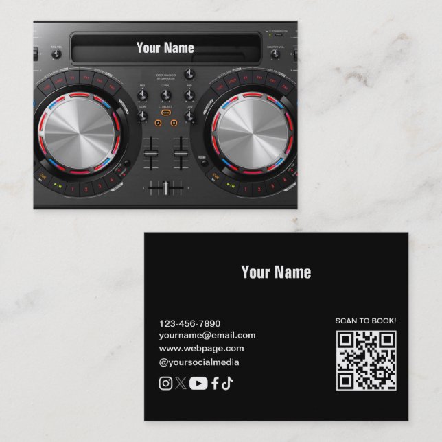 Carte de visite de DJ platine (Devant / Derrière)