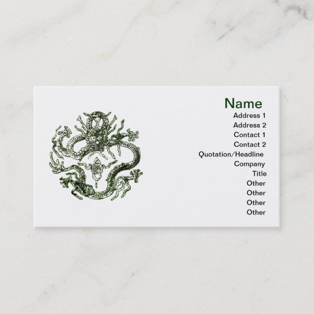 Carte de visite de dragon vert (Devant)