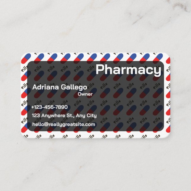 carte de visite de drugstore (modifiable) (Devant)