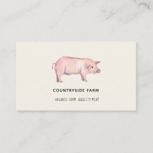 Carte de visite de ferme porcine à l'aquarelle
