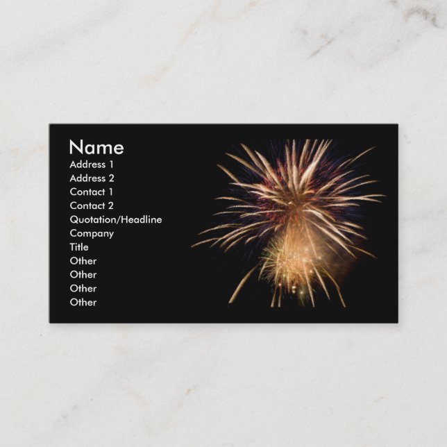 Carte de visite de feux d'artifice (Devant)
