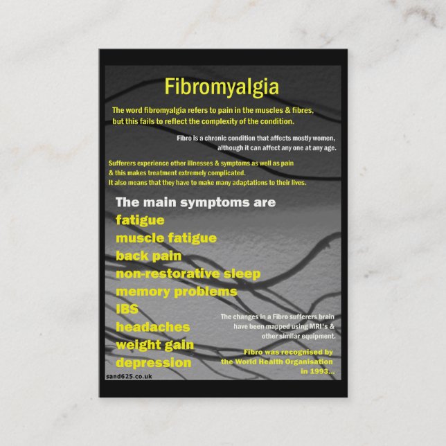 Carte de visite de fibromyalgie - jour de (Devant)