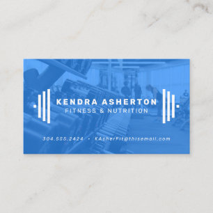 Carte de visite de fitness bleu moderne avec photo