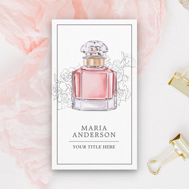Carte de visite de flacon de parfum rose blush (Créateur téléchargé)
