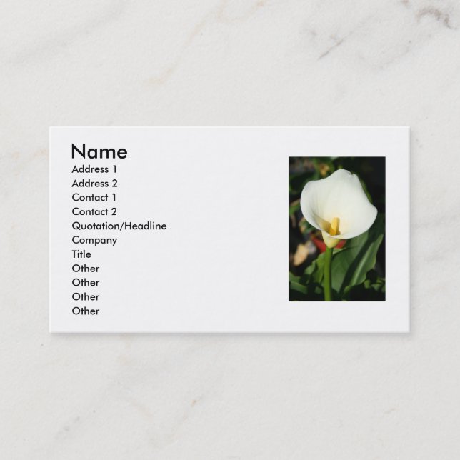 Carte de visite de fleur de lis de Cala (Devant)