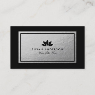 Carte de visite de fleur de Lotus de noir