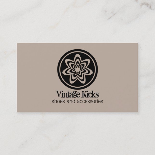 Carte de visite de fleur rétro funky, Latte (Devant)