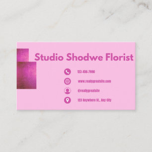 Carte de visite de fleuriste florale rose moderne
