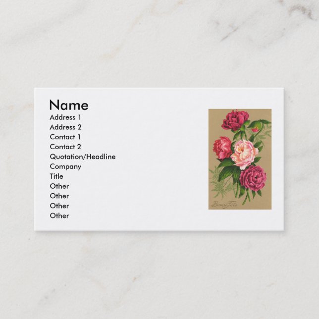 Carte de visite de fleurs (Devant)