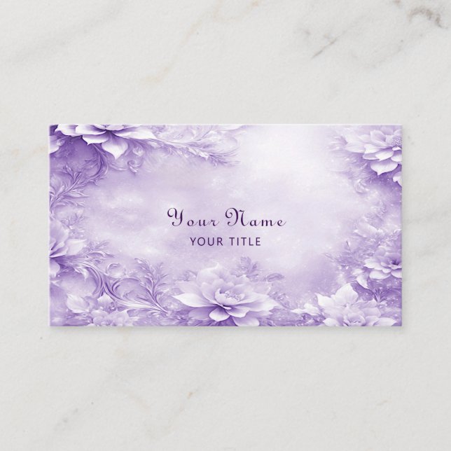 Carte de visite de fleurs blanches violettes (Devant)