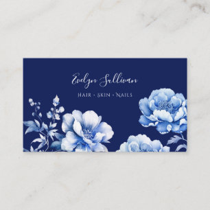 Carte de visite de fleurs bleues Delft