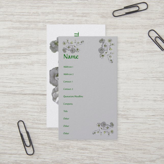 Carte de visite de fleurs de couronnes nuptiales (Devant/Arrière en situation)