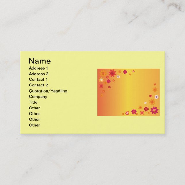 Carte de visite de fleurs orange (Devant)