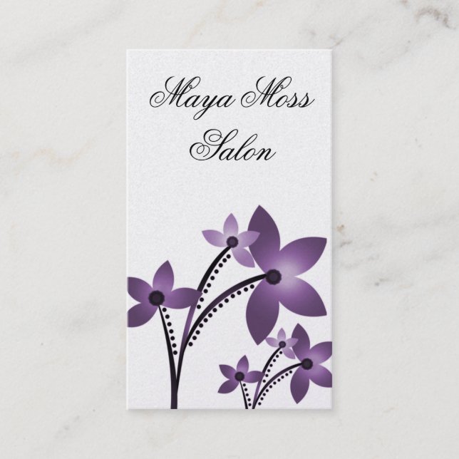 Carte de visite de fleurs radieuses, aubergine (Devant)