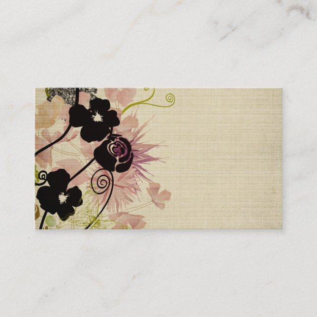 Carte de visite de fleurs rétro (Devant)