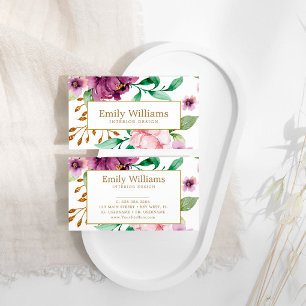 Carte de visite de fleurs Roses rose et violet