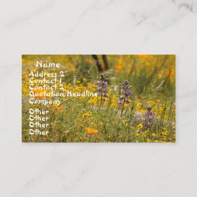 Carte de visite de fleurs sauvages de pavots (Devant)