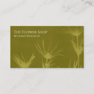 Carte de visite de fleurs vert olive