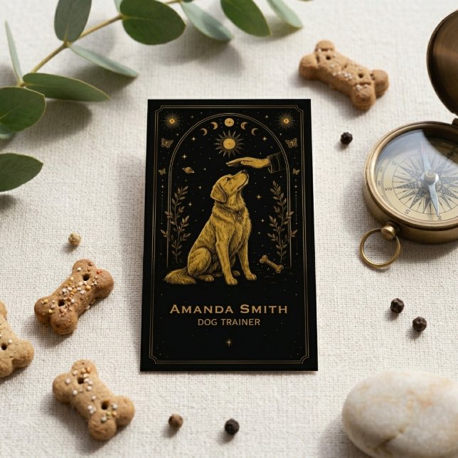 Carte de visite de formateur de chiens Tarot noir  (Créateur téléchargé)