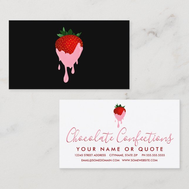 carte de visite de fraise chocolat fraise fraise (Devant / Derrière)