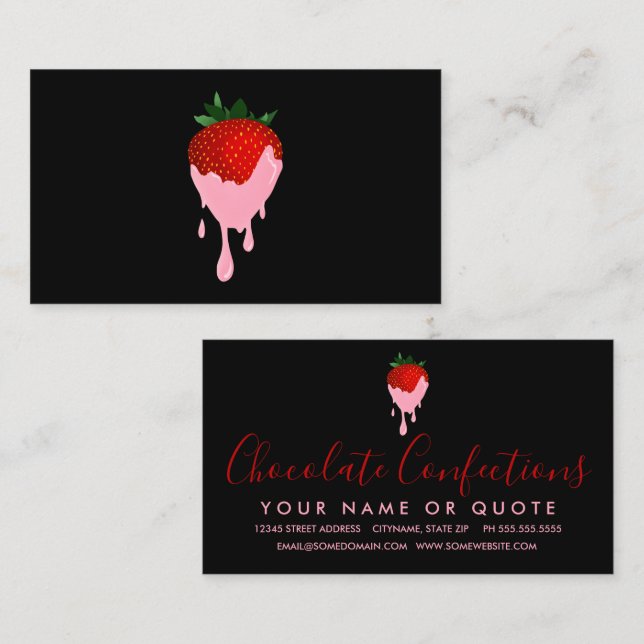 carte de visite de fraise chocolat fraise fraise f (Devant / Derrière)