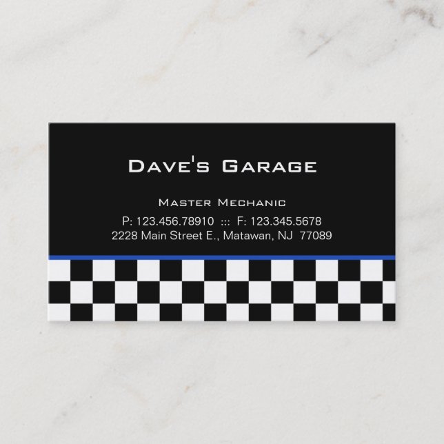 Carte de visite de garage automobile Bleu de cours (Devant)
