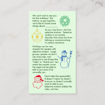 Carte de visite de garçon de Noël avec mutisme sél