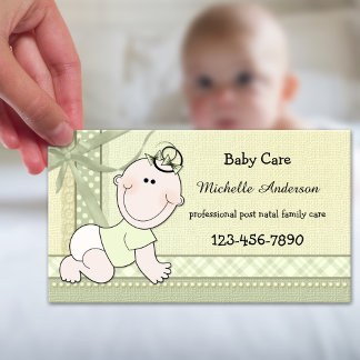 Carte de visite de garde d'enfants Vert pastel Béb