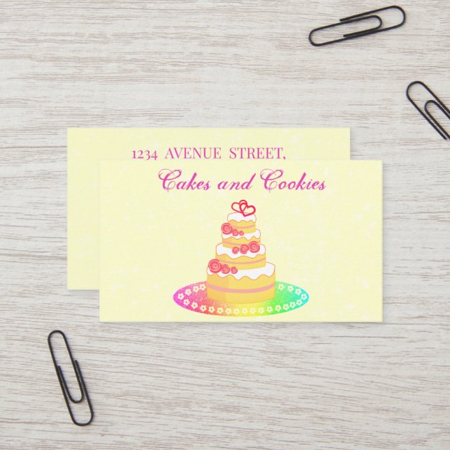 Carte de visite de gâteaux roses sucrés de luxe (Devant/Arrière en situation)