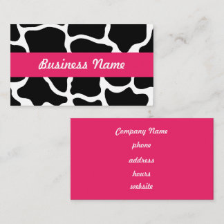 Carte de visite de girafe noire et rose