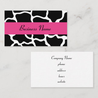Carte de visite de girafe noire et rose