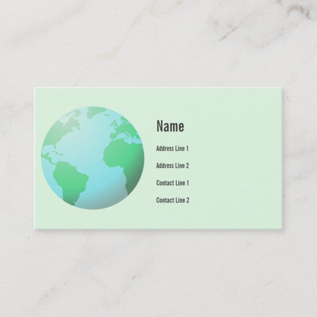 Carte de visite de globe de la terre (Devant)