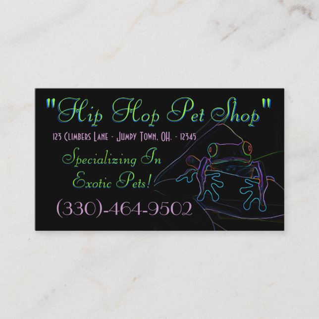 Carte de visite de grenouilles d'arbre, exemple4 (Devant)