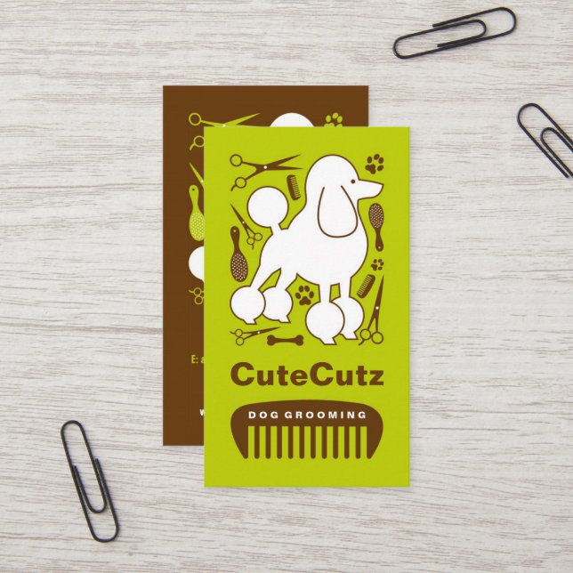 Carte de visite de Groomer de chien (Devant/Arrière en situation)