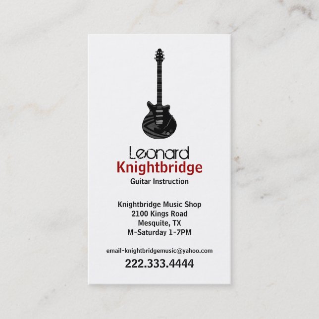 Carte de visite de guitare élégant (Devant)