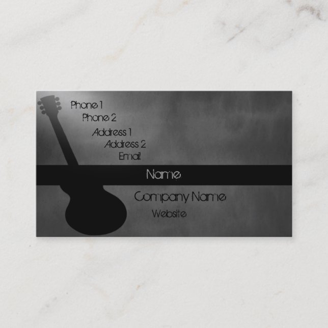 Carte de visite de guitare foncée, gris (Devant)