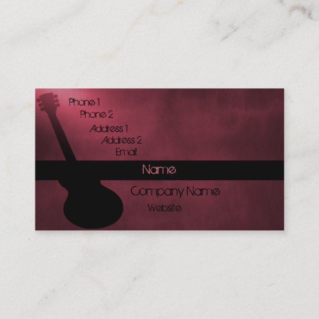 Carte de visite de guitare foncée, rose foncé (Devant)