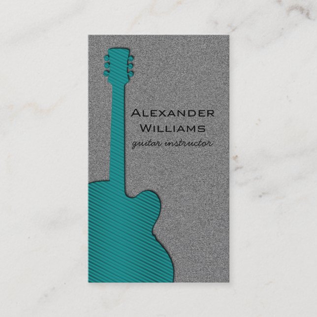 Carte de visite de guitare rayé, Turquoise (Devant)