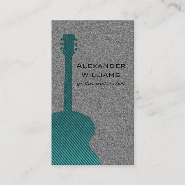 Carte de visite de guitare rayé, Turquoise (Devant)