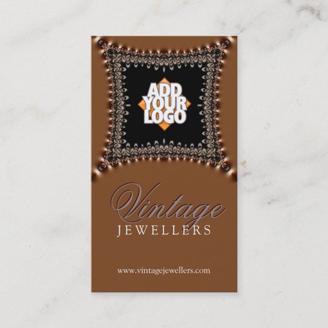 Carte de visite de joaillerie en satin de bronze v (Devant)