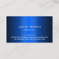 Carte de visite de journaliste en métal de bleu