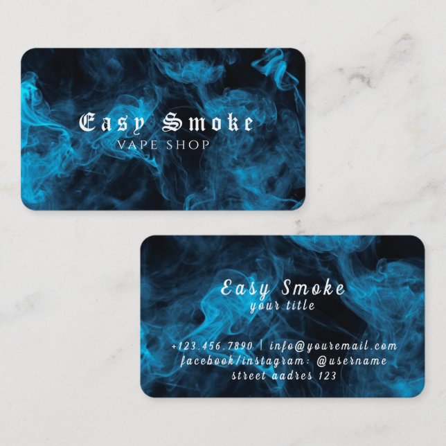 Carte de visite de la boutique Blue White Smoke Va (Devant / Derrière)