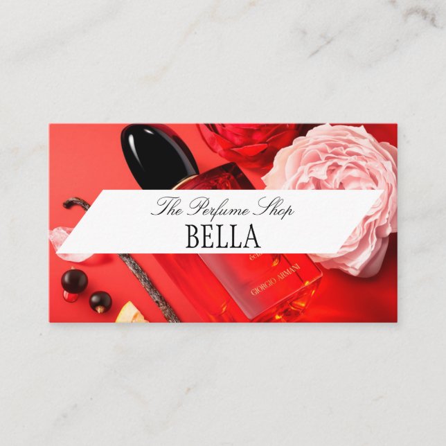 Carte de visite de la boutique de parfum Red Passi (Devant)