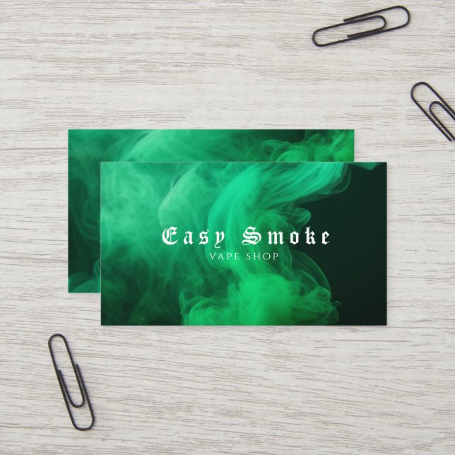 Carte de visite de la boutique de vapeur de fumée  (Devant/Arrière en situation)