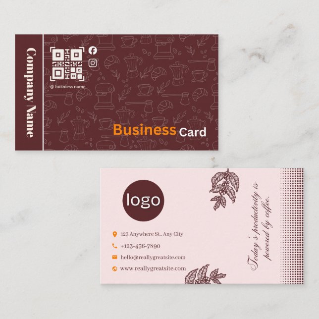 Carte de visite de la cafétéria Burgundy Blush Cof (Devant / Derrière)